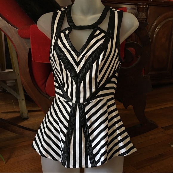 2B Bebe Tops - Sexy, Striped Peplum Top by 2b Bebe (NEW)